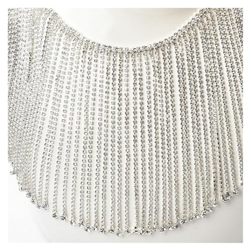 Fransenquastenbesatz, glitzernde Kristallquaste, lange Strasskette, runder Diamant, DIY-Fransenbesatz aus Metall for Kleider, Taschen, Schuhe, Zubehör, Fransenbesatz, Quastenspitze (Silberkristall, 45 Fransenquastenbesatz, glitzernde Kristallquaste, lange Strasskette, runder Diamant, DIY-Fransenbesatz aus Metall for Kleider, Taschen, Schuhe, Zubehör, Fransenbesatz, Quastenspitze (Silberkristall, 45 von SLSKO