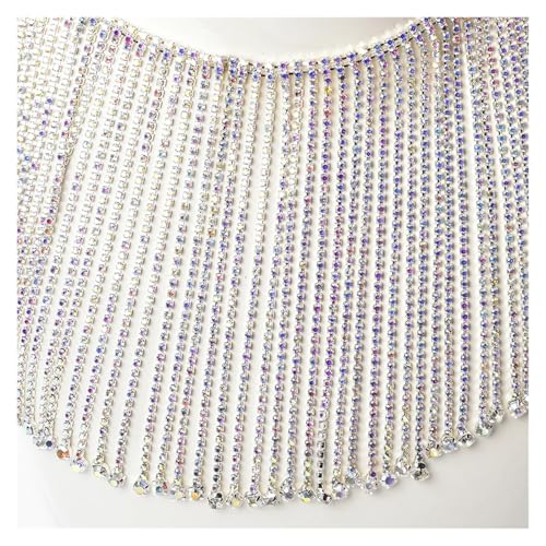 Fransenquastenbesatz, glitzernde Kristallquaste, lange Strasskette, runder Diamant, DIY-Fransenbesatz aus Metall for Kleider, Taschen, Schuhe, Zubehör, Fransenbesatz, Quastenspitze (Silberkristall, 45 Fransenquastenbesatz, glitzernde Kristallquaste, lange Strasskette, runder Diamant, DIY-Fransenbesatz aus Metall for Kleider, Taschen, Schuhe, Zubehör, Fransenbesatz, Quastenspitze (Silberkristall, 45 von SLSKO