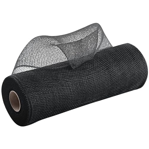 Netzgarnrolle, 2 Stück, 9,1 m, Deko-Polynetzband mit Folie, 25,4 cm breites Metallband for Kränze, Girlanden, Schleifen, Verpackungen, Weihnachts-DIY-Dekoration, Netzstoff(Black) von SLSKO