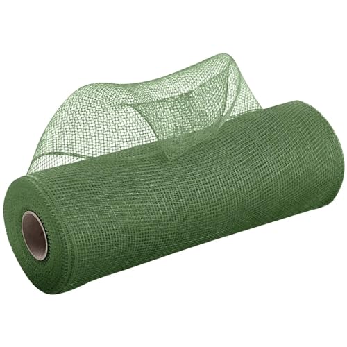 Netzgarnrolle, 2 Stück, 9,1 m, Deko-Polynetzband mit Folie, 25,4 cm breites Metallband for Kränze, Girlanden, Schleifen, Verpackungen, Weihnachts-DIY-Dekoration, Netzstoff(Dark Green) von SLSKO