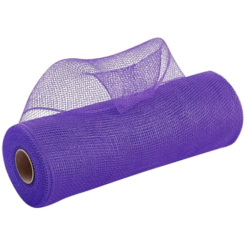 Netzgarnrolle, 2 Stück, 9,1 m, Deko-Polynetzband mit Folie, 25,4 cm breites Metallband for Kränze, Girlanden, Schleifen, Verpackungen, Weihnachts-DIY-Dekoration, Netzstoff(Dark Purple) von SLSKO