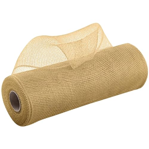 Netzgarnrolle, 2 Stück, 9,1 m, Deko-Polynetzband mit Folie, 25,4 cm breites Metallband for Kränze, Girlanden, Schleifen, Verpackungen, Weihnachts-DIY-Dekoration, Netzstoff(Earthy Yellow) von SLSKO