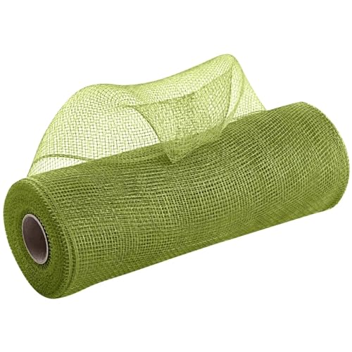 Netzgarnrolle, 2 Stück, 9,1 m, Deko-Polynetzband mit Folie, 25,4 cm breites Metallband for Kränze, Girlanden, Schleifen, Verpackungen, Weihnachts-DIY-Dekoration, Netzstoff(Green) von SLSKO