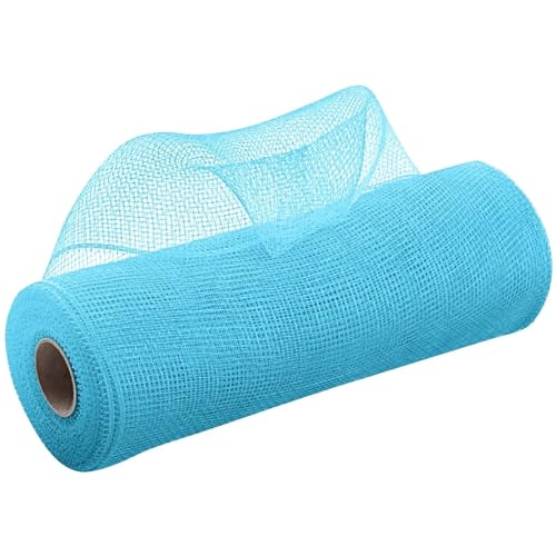 Netzgarnrolle, 2 Stück, 9,1 m, Deko-Polynetzband mit Folie, 25,4 cm breites Metallband for Kränze, Girlanden, Schleifen, Verpackungen, Weihnachts-DIY-Dekoration, Netzstoff(Light Blue) von SLSKO