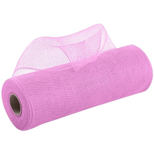 Netzgarnrolle, 2 Stück, 9,1 m, Deko-Polynetzband mit Folie, 25,4 cm breites Metallband for Kränze, Girlanden, Schleifen, Verpackungen, Weihnachts-DIY-Dekoration, Netzstoff(Light Pink) von SLSKO