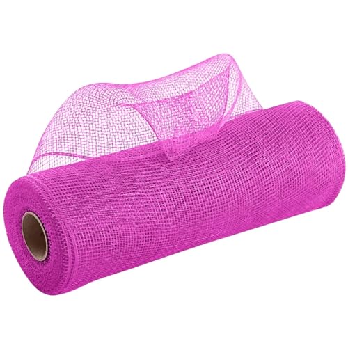 Netzgarnrolle, 2 Stück, 9,1 m, Deko-Polynetzband mit Folie, 25,4 cm breites Metallband for Kränze, Girlanden, Schleifen, Verpackungen, Weihnachts-DIY-Dekoration, Netzstoff(Pink) von SLSKO