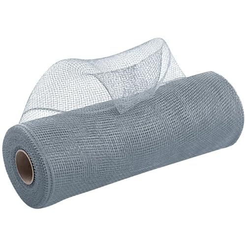 Netzgarnrolle, 2 Stück, 9,1 m, Deko-Polynetzband mit Folie, 25,4 cm breites Metallband for Kränze, Girlanden, Schleifen, Verpackungen, Weihnachts-DIY-Dekoration, Netzstoff(Silver) von SLSKO
