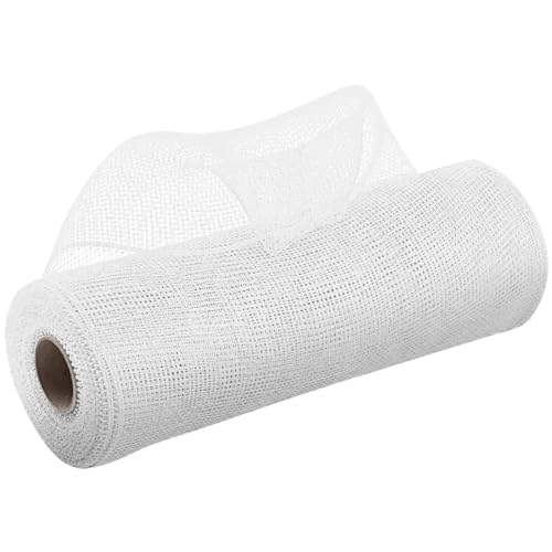 Netzgarnrolle, 2 Stück, 9,1 m, Deko-Polynetzband mit Folie, 25,4 cm breites Metallband for Kränze, Girlanden, Schleifen, Verpackungen, Weihnachts-DIY-Dekoration, Netzstoff(White) von SLSKO