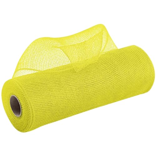 Netzgarnrolle, 2 Stück, 9,1 m, Deko-Polynetzband mit Folie, 25,4 cm breites Metallband for Kränze, Girlanden, Schleifen, Verpackungen, Weihnachts-DIY-Dekoration, Netzstoff(Yellow) von SLSKO