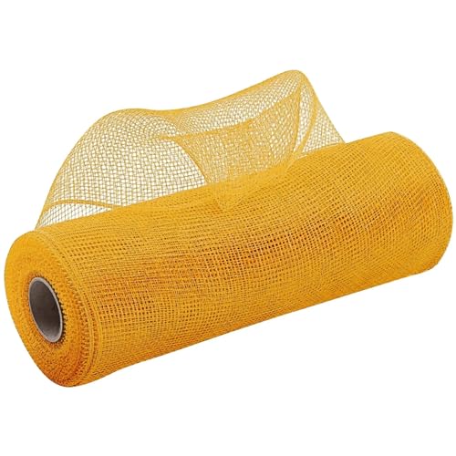 Netzgarnrolle, 2 Stück, 9,1 m, Deko-Polynetzband mit Folie, 25,4 cm breites Metallband for Kränze, Girlanden, Schleifen, Verpackungen, Weihnachts-DIY-Dekoration, Netzstoff(Yellow1) von SLSKO