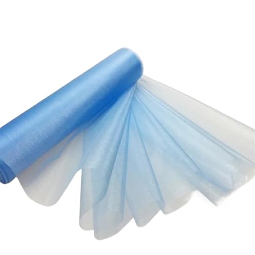 Netzgarnrolle, 25 m x 29 cm, transparente Rolle, Tüllstoff, Stuhlschärpen, Schleife, Tischläufer, Swag, DIY for Hochzeitsfeiern, Geburtstagsveranstaltungen, Dekoration, Netzstoff (blau)(Blue) von SLSKO