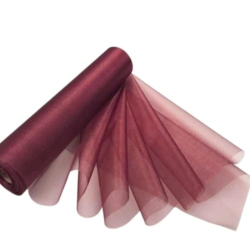 Netzgarnrolle, 25 m x 29 cm, transparente Rolle, Tüllstoff, Stuhlschärpen, Schleife, Tischläufer, Swag, DIY for Hochzeitsfeiern, Geburtstagsveranstaltungen, Dekoration, Netzstoff (blau)(Wine Red) von SLSKO