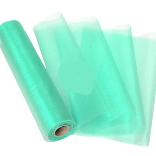 Netzgarnrolle, 25 m x 29 cm, transparenter Rollenstoff, DIY-Hochzeitsparty, Stuhlschärpe, Schleifen, Tischläufer, Swag-Dekor, Netzstoff (rot)(Mint Green) von SLSKO