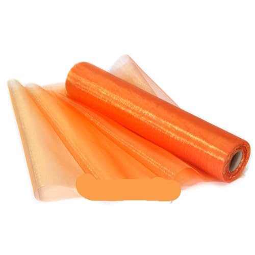 Netzgarnrolle, 25 m x 29 cm, transparenter Rollenstoff, DIY-Hochzeitsparty, Stuhlschärpe, Schleifen, Tischläufer, Swag-Dekor, Netzstoff (rot)(Orange) von SLSKO