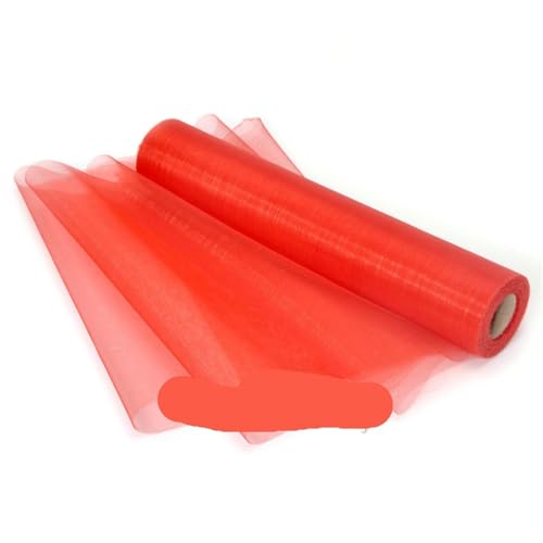 Netzgarnrolle, 25 m x 29 cm, transparenter Rollenstoff, DIY-Hochzeitsparty, Stuhlschärpe, Schleifen, Tischläufer, Swag-Dekor, Netzstoff (rot)(Red) von SLSKO