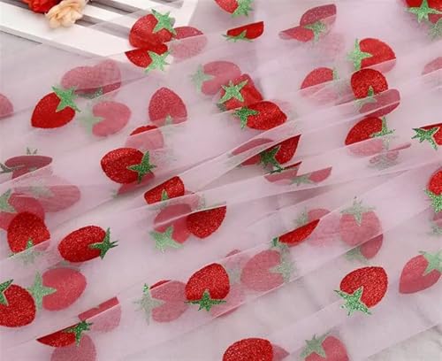 Netzgarnrolle, 50 x 160 cm, glitzernder Erdbeer-Netz-Tüllstoff, Hochzeitskleid, Kleidung, Dekorationsmaterial, DIY-Nähzubehör, Netzstoff (Farbe 5)(Color 1) von SLSKO
