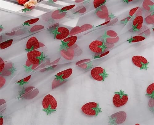 Netzgarnrolle, 50 x 160 cm, glitzernder Erdbeer-Netz-Tüllstoff, Hochzeitskleid, Kleidung, Dekorationsmaterial, DIY-Nähzubehör, Netzstoff (Farbe 5)(Color 4) von SLSKO
