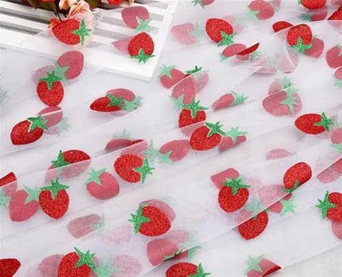 Netzgarnrolle, 50 x 160 cm, glitzernder Erdbeer-Netz-Tüllstoff, Hochzeitskleid, Kleidung, Dekorationsmaterial, DIY-Nähzubehör, Netzstoff (Farbe 5)(Color 6) von SLSKO