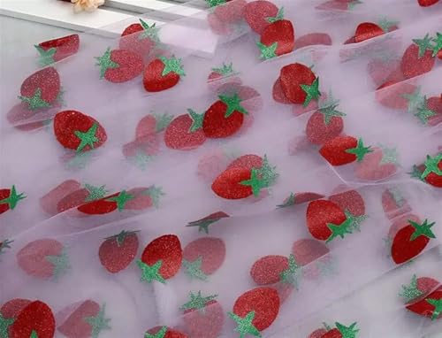 Netzgarnrolle, 50 x 160 cm, glitzernder Erdbeer-Netz-Tüllstoff, Hochzeitskleid, Kleidung, Dekorationsmaterial, DIY-Nähzubehör, Netzstoff (Farbe 5)(Color 8) von SLSKO