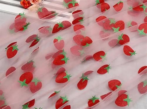 Netzgarnrolle, 50 x 160 cm, glitzernder Erdbeer-Netz-Tüllstoff, Hochzeitskleid, Kleidung, Dekorationsmaterial, DIY-Nähzubehör, Netzstoff (Farbe 5)(Color 9) von SLSKO