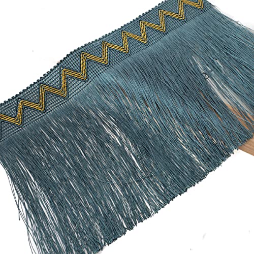 Quastenbesatz, exquisite Quastendekoration, 2 Yards Fransenquastenbesatz, 20 cm breite Polyesterquastenfransenbesatzfaser-Spitzenbesatz for Kleidungsvorhang-Nähzubehör (blau) (11 m) (Farbe: Grau)(Grey von SLSKO