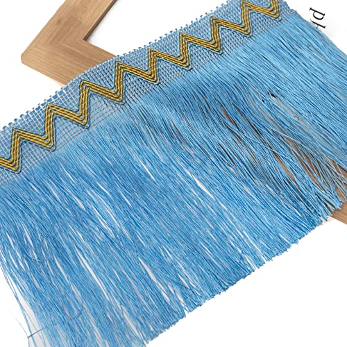 Quastenbesatz, exquisite Quastendekoration, 2 Yards Fransenquastenbesatz, 20 cm breite Polyesterquastenfransenbesatzfaser-Spitzenbesatz for Kleidungsvorhang-Nähzubehör (blau) (11 m) (Farbe: Grau)(Ligh von SLSKO