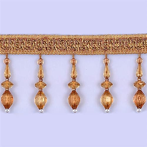 Quastenbesatz, exquisite Quastendekoration, 3,7 m lange Fransenquastenbesatz mit Kristallperlen, hängende Quastenfransenbesatz mit Kugeln, Kantenbesatz, Band mit Quasten for Vorhangstoffhandwerk (Gold Quastenbesatz, exquisite Quastendekoration, 3,7 m lange Fransenquastenbesatz mit Kristallperlen, hängende Quastenfransenbesatz mit Kugeln, Kantenbesatz, Band mit Quasten for Vorhangstoffhandwerk (Gold von SLSKO