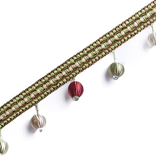 Quastenbesatz, exquisite Quastendekoration, 4 Yard Kristallperlen geflochtene Perlenquaste Fransenbesatz Spitzenband Vorhangbesatz for Vorhang Tischdecke Heimdekoration (blau) (11 m) (Farbe: Gold)(Gre von SLSKO