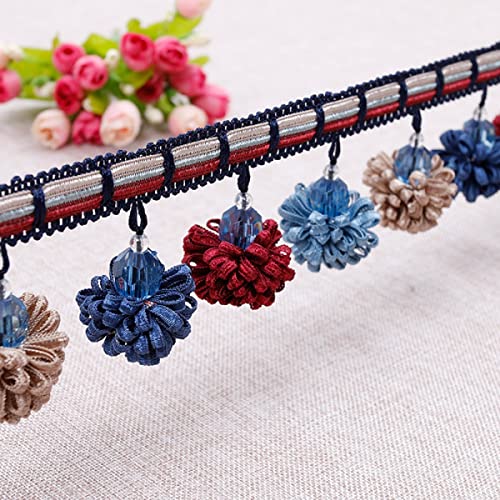 Quastenbesatz, exquisite Quastendekoration, 4 Yards geflochtener Quastenbesatz mit Perlen im europäischen Stil, Fransenbesatz aus Bommelspitze mit Perlenkugeln for Vorhang, Tischdecke, Heimdekoration Quastenbesatz, exquisite Quastendekoration, 4 Yards geflochtener Quastenbesatz mit Perlen im europäischen Stil, Fransenbesatz aus Bommelspitze mit Perlenkugeln for Vorhang, Tischdecke, Heimdekoration von SLSKO