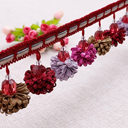 Quastenbesatz, exquisite Quastendekoration, 4 Yards geflochtener Quastenbesatz mit Perlen im europäischen Stil, Fransenbesatz aus Bommelspitze mit Perlenkugeln for Vorhang, Tischdecke, Heimdekoration Quastenbesatz, exquisite Quastendekoration, 4 Yards geflochtener Quastenbesatz mit Perlen im europäischen Stil, Fransenbesatz aus Bommelspitze mit Perlenkugeln for Vorhang, Tischdecke, Heimdekoration von SLSKO