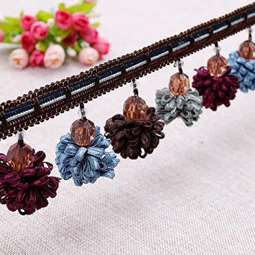 Quastenbesatz, exquisite Quastendekoration, 4 Yards geflochtener Quastenbesatz mit Perlen im europäischen Stil, Fransenbesatz aus Bommelspitze mit Perlenkugeln for Vorhang, Tischdecke, Heimdekoration Quastenbesatz, exquisite Quastendekoration, 4 Yards geflochtener Quastenbesatz mit Perlen im europäischen Stil, Fransenbesatz aus Bommelspitze mit Perlenkugeln for Vorhang, Tischdecke, Heimdekoration von SLSKO