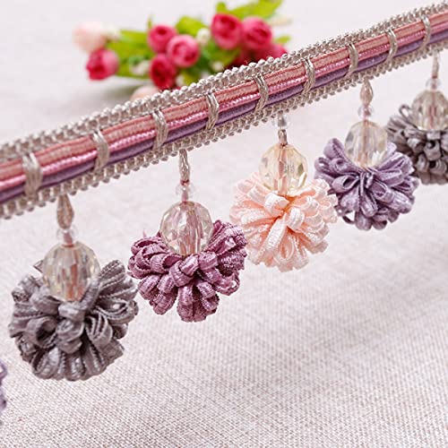 Quastenbesatz, exquisite Quastendekoration, 4 Yards geflochtener Quastenbesatz mit Perlen im europäischen Stil, Fransenbesatz aus Bommelspitze mit Perlenkugeln for Vorhang, Tischdecke, Heimdekoration Quastenbesatz, exquisite Quastendekoration, 4 Yards geflochtener Quastenbesatz mit Perlen im europäischen Stil, Fransenbesatz aus Bommelspitze mit Perlenkugeln for Vorhang, Tischdecke, Heimdekoration von SLSKO