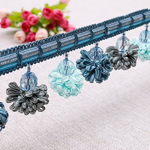 Quastenbesatz, exquisite Quastendekoration, 4 Yards geflochtener Quastenbesatz mit Perlen im europäischen Stil, Fransenbesatz aus Bommelspitze mit Perlenkugeln for Vorhang, Tischdecke, Heimdekoration Quastenbesatz, exquisite Quastendekoration, 4 Yards geflochtener Quastenbesatz mit Perlen im europäischen Stil, Fransenbesatz aus Bommelspitze mit Perlenkugeln for Vorhang, Tischdecke, Heimdekoration von SLSKO