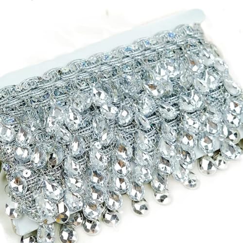 Quastenbesatz, exquisite Quastendekoration, Fransenbesatz, Spitzenquaste, 4,5 Yards Kristallperlen, Polyesterquasten-Fransenbesatz, Kettenfransenbesatz for selbstgemachte lateinamerikanische Kleider, Quastenbesatz, exquisite Quastendekoration, Fransenbesatz, Spitzenquaste, 4,5 Yards Kristallperlen, Polyesterquasten-Fransenbesatz, Kettenfransenbesatz for selbstgemachte lateinamerikanische Kleider, von SLSKO
