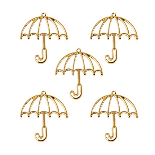 5 PCs Gold Regenschirmharzrahmen Offene Lünette Einstellung Harzrahmen Für W/Loop Blind Anhänger Für Armbandschmuck Round Einstellungen Tabletts von SLXLYH