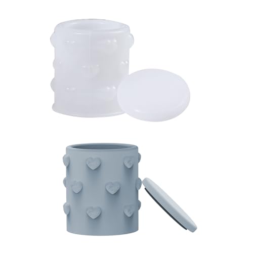 SLXLYH 1 Set Harz-Silikon-Herz-geprägte Box-Formen für Bastelarbeiten, Aufbewahrungsbox und Kerzenhalter mit Deckel für kreatives Basteln SLXLYH 1 Set Harz-Silikon-Herz-geprägte Box-Formen für Bastelarbeiten, Aufbewahrungsbox und Kerzenhalter mit Deckel für kreatives Basteln von SLXLYH