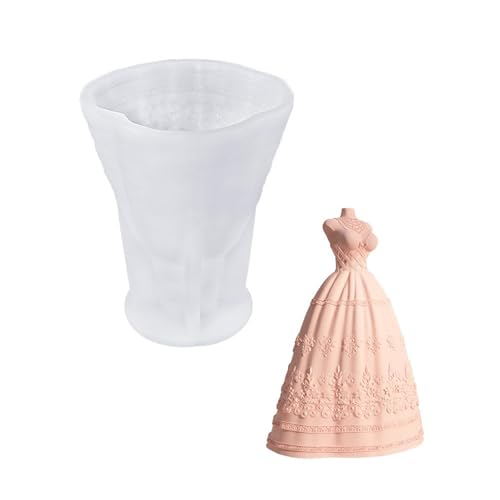 SLXLYH Flexible Silikon-Kerzenform für Hochzeitskleid, Prinzessinnenrock, 3D-Spitzen-Design, ideal zum Basteln und für Duftkerzen (Schlingen) von SLXLYH