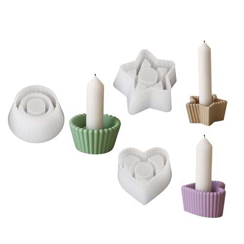 SLXLYH Flexible Silikon-Kerzenhalter-Formen zum Basteln von Herz-Stern und runden Formen, ideal für Heimdekoration und Geschenke (Set) von SLXLYH