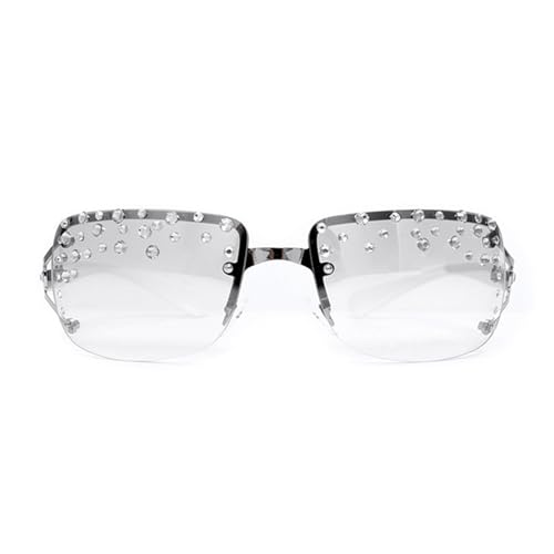 SLXLYH Hip-Hop-Sonnenbrille mit Strasssteinen, stilvolle dekorative Augenbrille, randlos, Metall, Live-Show-Party, Foto-Requisiten von SLXLYH