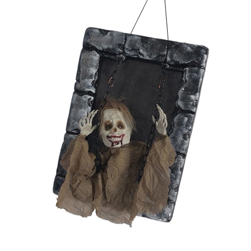 SLXLYH Horror-Thema, animierter geisterhafter Grabstein mit roten leuchtenden Augen, erschreckender Stimme-Effekt für Veranda, Garten, Displays von SLXLYH