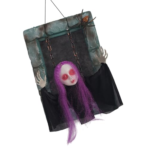 SLXLYH Horror-Thema, animierter geisterhafter Grabstein mit roten leuchtenden Augen, erschreckender Stimme-Effekt für Veranda, Garten, Displays von SLXLYH