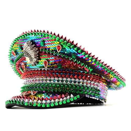 SLXLYH Kapitän Hut mit Schmucksteinen besetzt, Brauthut für Karneval, Junggesellinnenabschied, Kopfbedeckung, Kopfbedeckung für Clubbühne SLXLYH Kapitän Hut mit Schmucksteinen besetzt, Brauthut für Karneval, Junggesellinnenabschied, Kopfbedeckung, Kopfbedeckung für Clubbühne von SLXLYH
