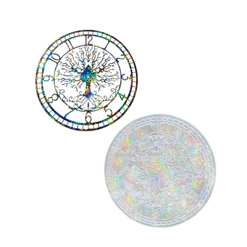 SLXLYH Kreative Silikonform, rund, für Wanddekorationen, mit Lebensbäumen-Designs und Uhr-Funktionalität für Bastelliebhaber von SLXLYH