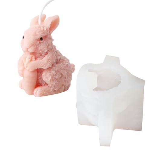 SLXLYH Mehrzweck-3D-Kerzenform mit Karotten-Kaninchen, flexible Silikon-Kerzenform für kreative Bastelbedarf und einzigartige Geschenke (Knabberkarre) von SLXLYH