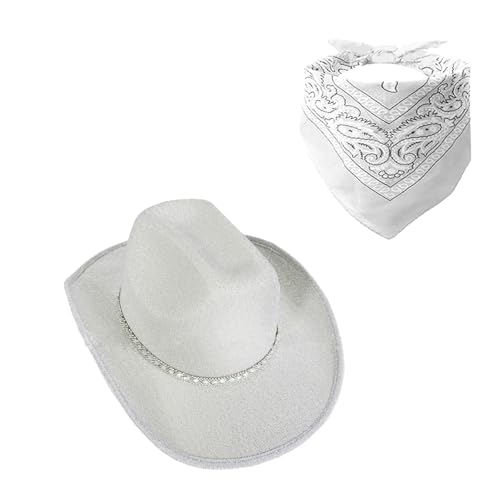 SLXLYH Panamahut mit Schmucksteinen, Kristall-Hut, Bandana, Überraschung, Mädchen, Jungen, Braut, Hut für Karneval, Musikfestival von SLXLYH