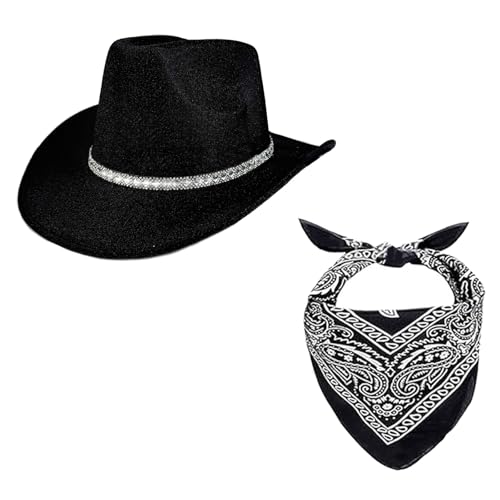 SLXLYH Panamahut mit Schmucksteinen, Kristall-Hut, Bandana, Überraschung, Mädchen, Jungen, Braut, Hut für Karneval, Musikfestival von SLXLYH