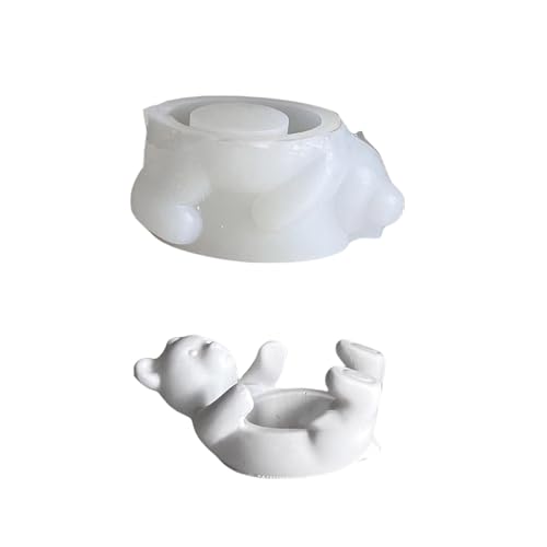 SLXLYH Silikonform für Kerzenhalter, Bärenform, handgefertigtes Kunstzubehör, geeignet für die Herstellung von Kerzenhaltern (umarmender Bär) von SLXLYH