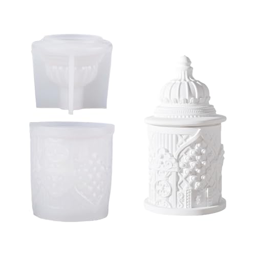 SLXLYH Silikonform für Kerzenherstellung und Kunstharz, Kunst, Schlösser, Erinnerungen, Aufbewahrung, Tasse, Basteln, nordische Designs, Heimdekoration (Deckelbecher-Set) von SLXLYH