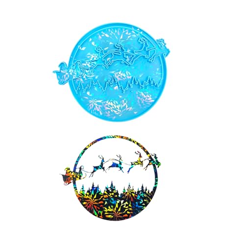 SLXLYH Silikonform mit Weihnachtsbaum und Hirschgeweih, Kunstharz für Wandbehang, Dekoration und einzigartige Weihnachtselchkunst (blau) von SLXLYH