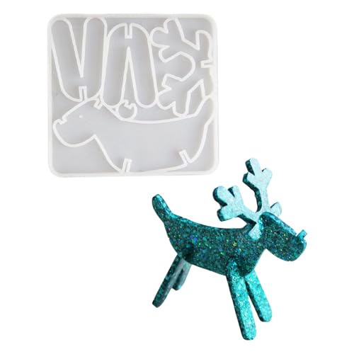 SLXLYH Silikonform mit Weihnachtsmotiv für Rentierfiguren, Dekoration, Gipsform, Schmuckherstellungszubehör von SLXLYH